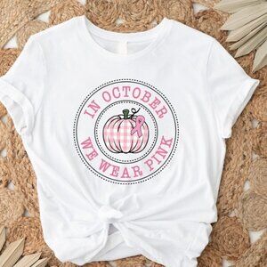 In October We Wear Pink Breast Cancer Awareness Retro T-Shirt